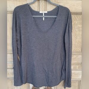 Free People Charcoal Long Sleeve Top
